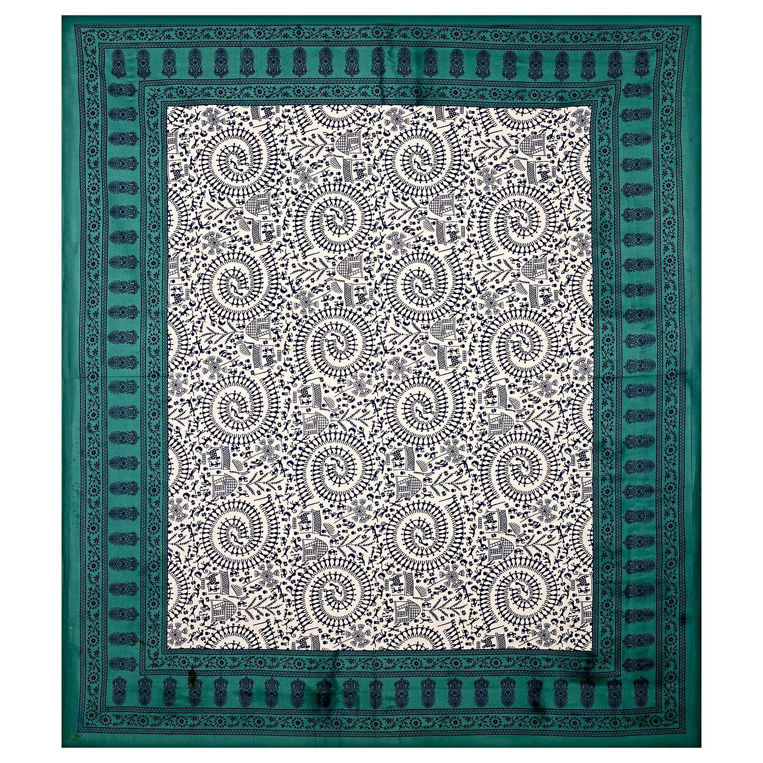 Rajasthani Traditionally Printed Cotton Doublebed Bedsheet With Pack of 2 Pillow Covers - Image 2